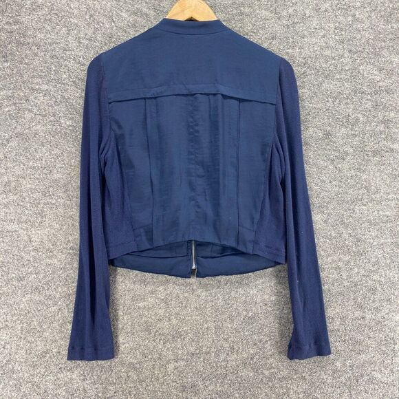 5/$45 BCBGMaxazria Jacket Women M Medium Blue High Neck Full Zip Long Sleeve - Picture 2 of 9